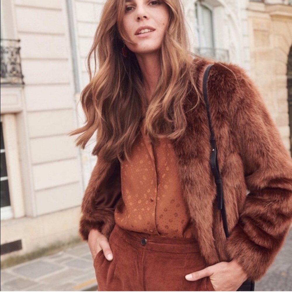 Sezane faux fur lio jacket / coat